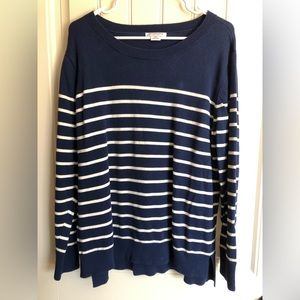 Liz Claiborne Women’s Navy Blue & White Striped Long Sleeve Sweater, Size XXL